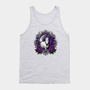 Horse Surrounded By Purple Violet Flowers New Jersey State Tattoo Art Tank Top